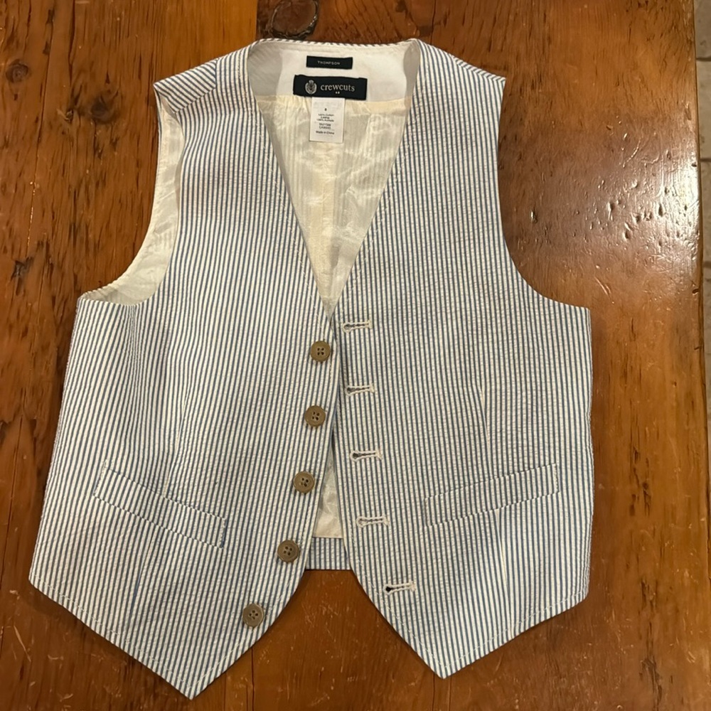 J Crew Crewcuts Boys Seersucker Vest -Size 8